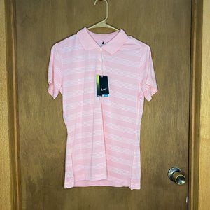 Never-worn pink/white striped Nike women's golf shirt (size M)